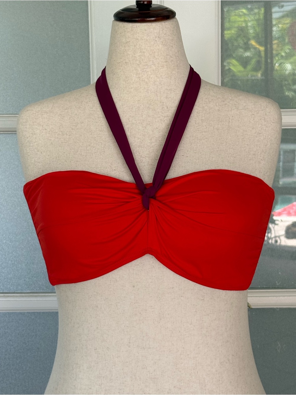 Lauren Ralph Lauren NWT Red Bandeau Halter Bikini Top Size 16